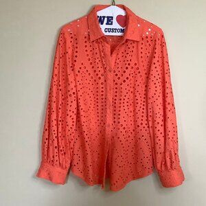 Chico's Coral Eyelet Blouse Chico's Size 1